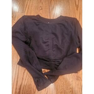 Noli Yoga Black Long Sleeve Crop Top Thumbholes Activewear Women Small